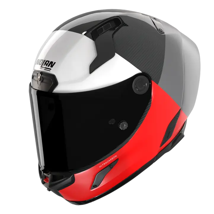 Nolan X-804 RS Ultra Carbon full-face helmet in Blocco Rot/Weiß 369 colourway