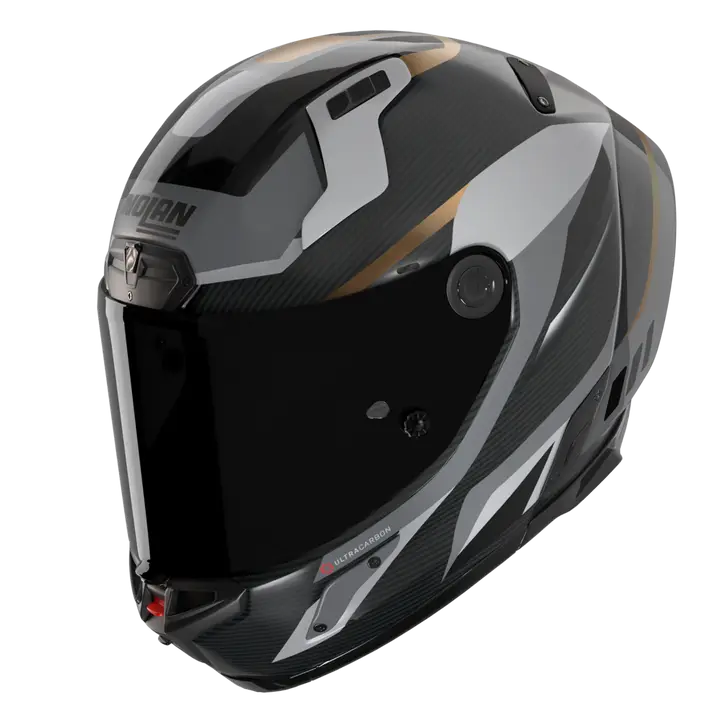 Nolan X-804 RS Ultra Carbon full-face helmet in Lesmo Black/Grey/Gold 361 livery