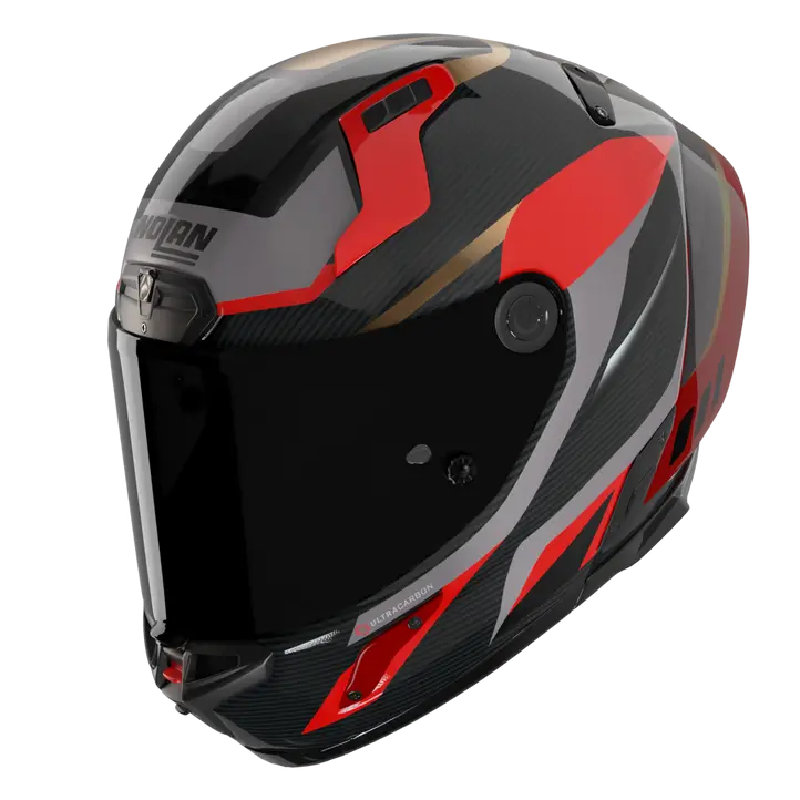 Nolan X-804 RS Ultra Carbon Lesmo full-face helmet in Red/Grey/Gold