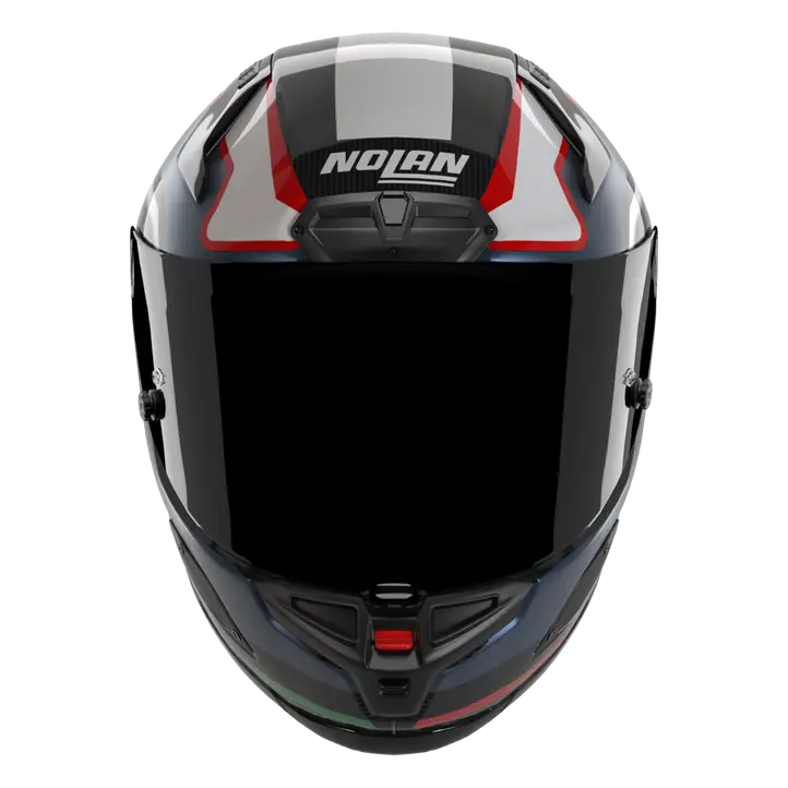 Nolan X-804 RS Ultra Carbon helmet in Piega Dark Blue Blue Red 366 graphic