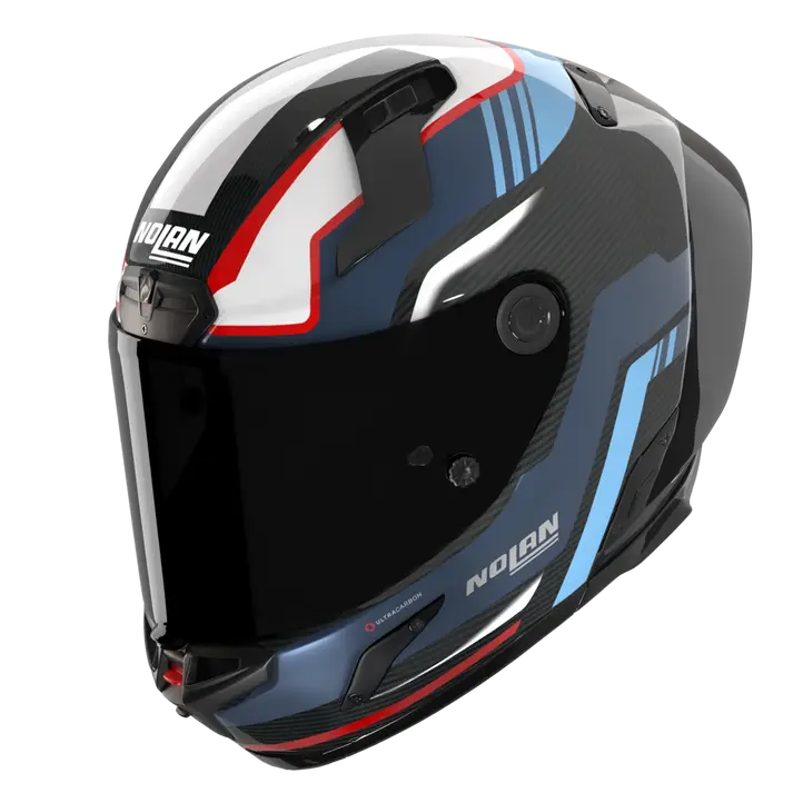 Nolan X-804 RS Ultra Carbon helmet in Piega Dark Blue Blue Red 366 graphic