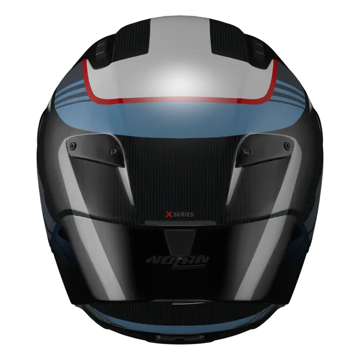 Nolan X-804 RS Ultra Carbon helmet in Piega Dark Blue Blue Red 366 graphic
