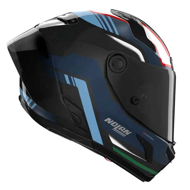 Nolan X-804 RS Ultra Carbon helmet in Piega Dark Blue Blue Red 366 graphic
