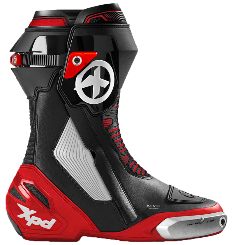 XPD XP9-S men's motorcycle boots in black and red