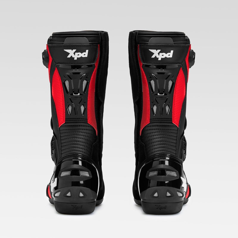 XPD XP6-S men's motorcycle boots in red and black