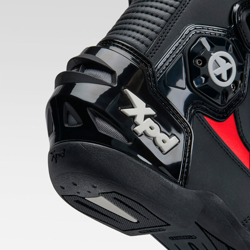 XPD XP6-S men's motorcycle boots in red and black