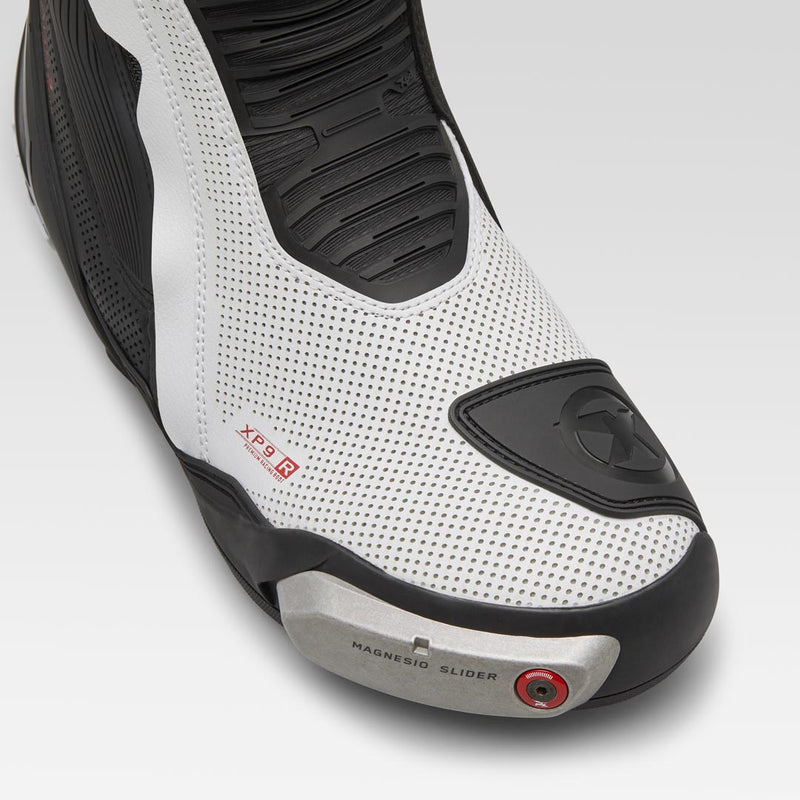 XPD XP9-R AIR perforated racing motorcycle boot in white and black, men's