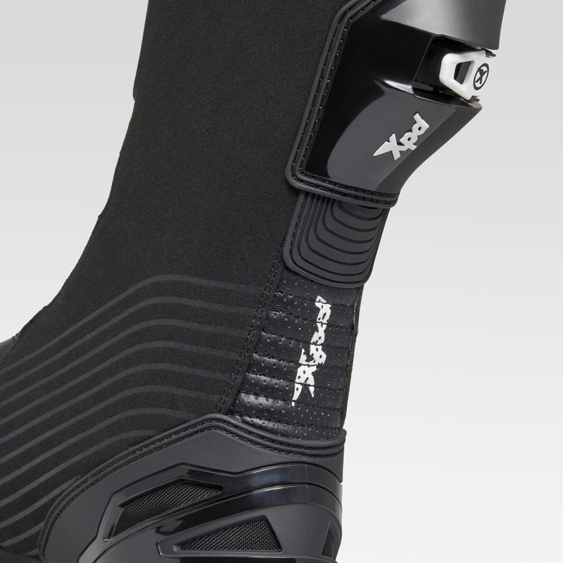 XPD XP9-R men's motorcycle boots in black, side view showing AGS3 ankle guard and racing sole