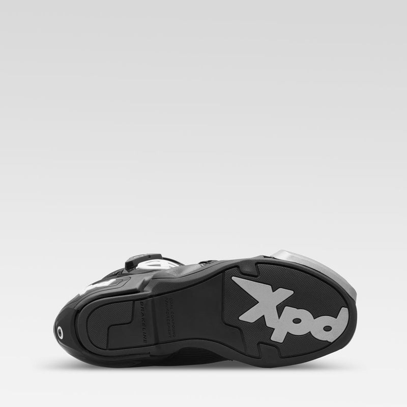 XPD XP9-R men's motorcycle boots in black, side view showing AGS3 ankle guard and racing sole