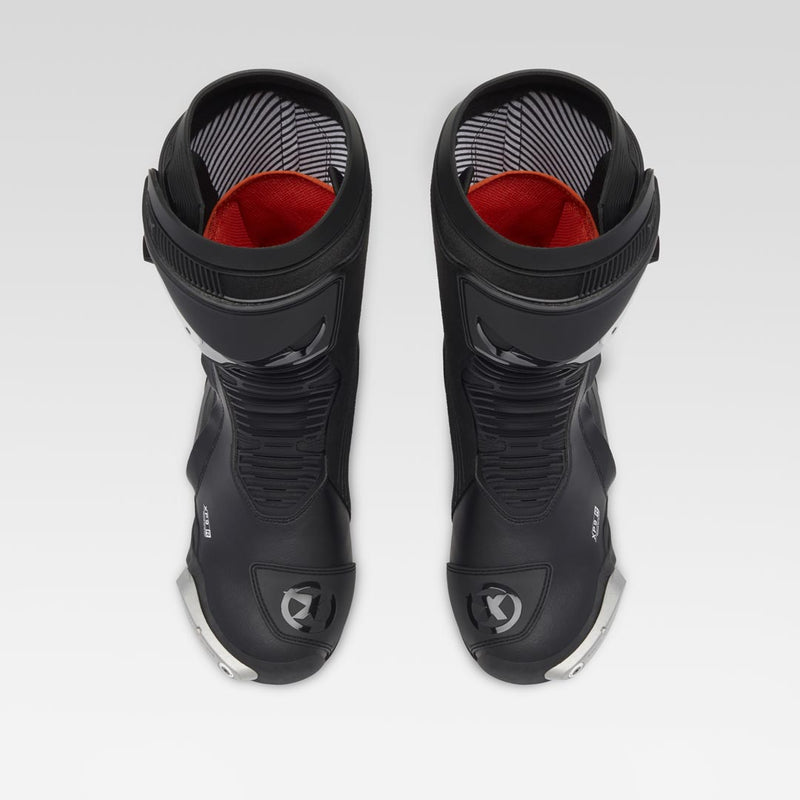 XPD XP9-R men's motorcycle boots in black, side view showing AGS3 ankle guard and racing sole