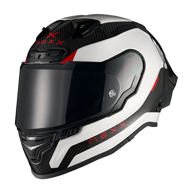 Nexx X.R3R Apex Carbon White full-face racing helmet, carbon weave finish with white graphics