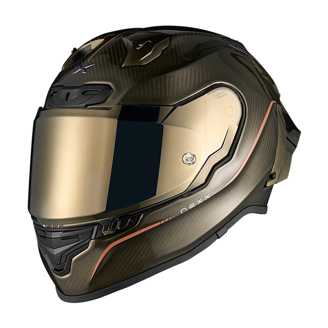 Nexx X.R3R Hagibis Carbon Gold full-face racing helmet, carbon and gold finish