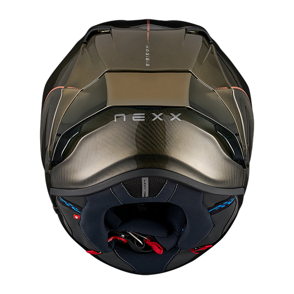 Nexx X.R3R Hagibis Carbon Gold full-face racing helmet, carbon and gold finish