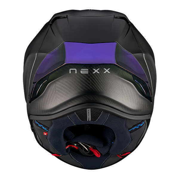 Nexx X.R3R Zero Pro 2 full-face helmet in matte blue carbon finish