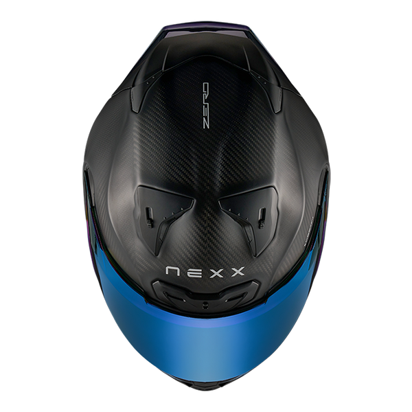 Nexx X.R3R Zero Pro 2 full-face helmet in matte blue carbon finish