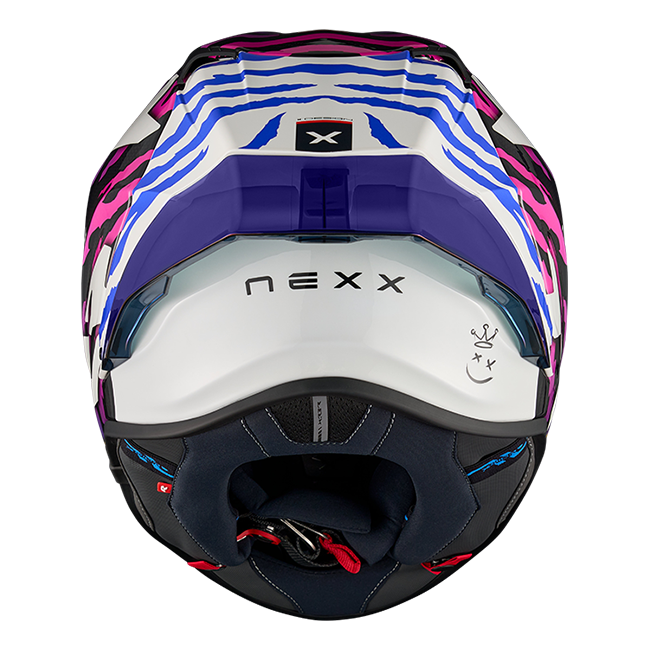 Nexx X.R3R Ziger full-face racing helmet in carbon purple blue colourway