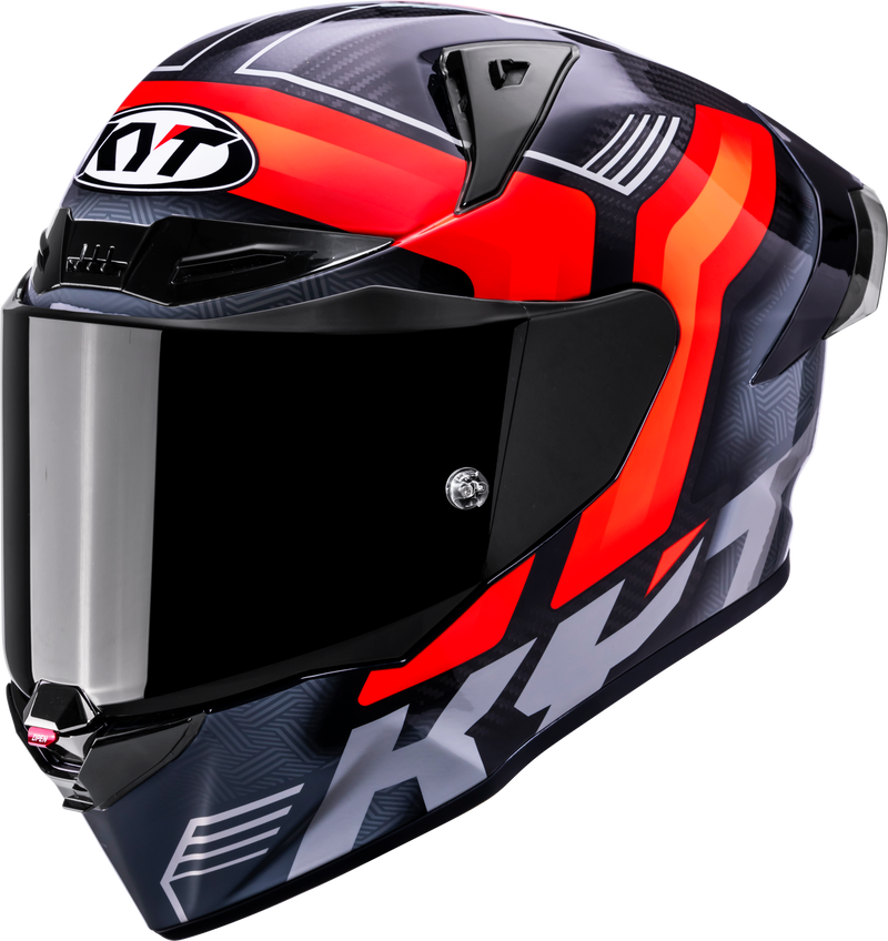 KYT R1R full-face racing helmet in Carbon Accelerator Red finish, SKU Y6R10003