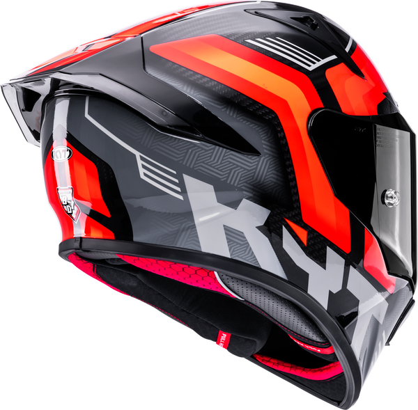KYT R1R full-face racing helmet in Carbon Accelerator Red finish, SKU Y6R10003