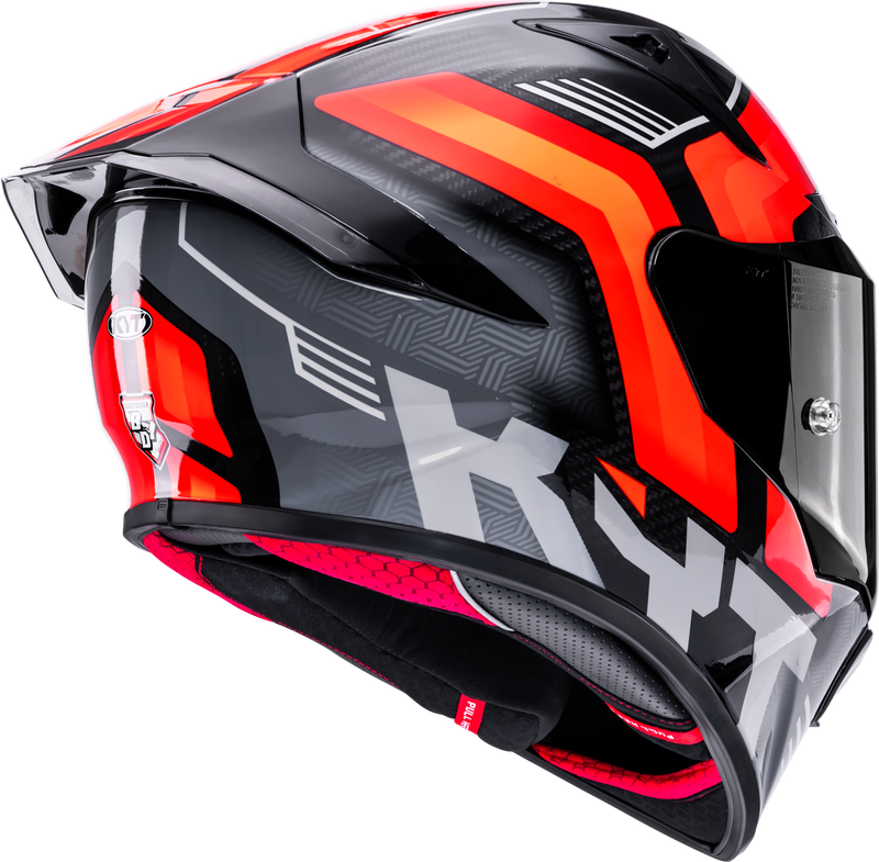 KYT R1R full-face racing helmet in Carbon Accelerator Red finish, SKU Y6R10003