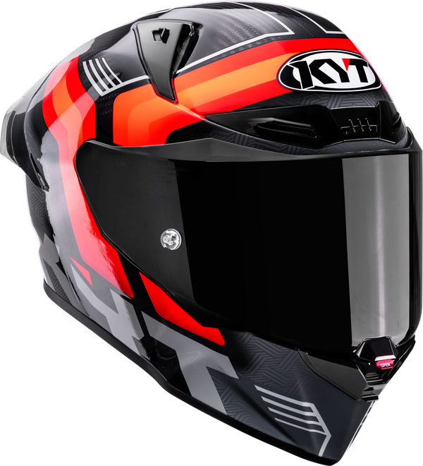 KYT R1R full-face racing helmet in Carbon Accelerator Red finish, SKU Y6R10003
