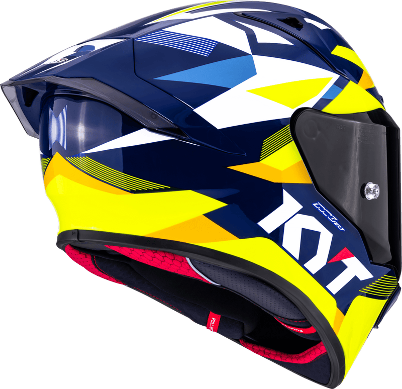 KYT R1R racing helmet in Carbon Diamond Blue and Yellow finish, Y6R10005