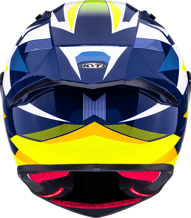 KYT R1R racing helmet in Carbon Diamond Blue and Yellow finish, Y6R10005