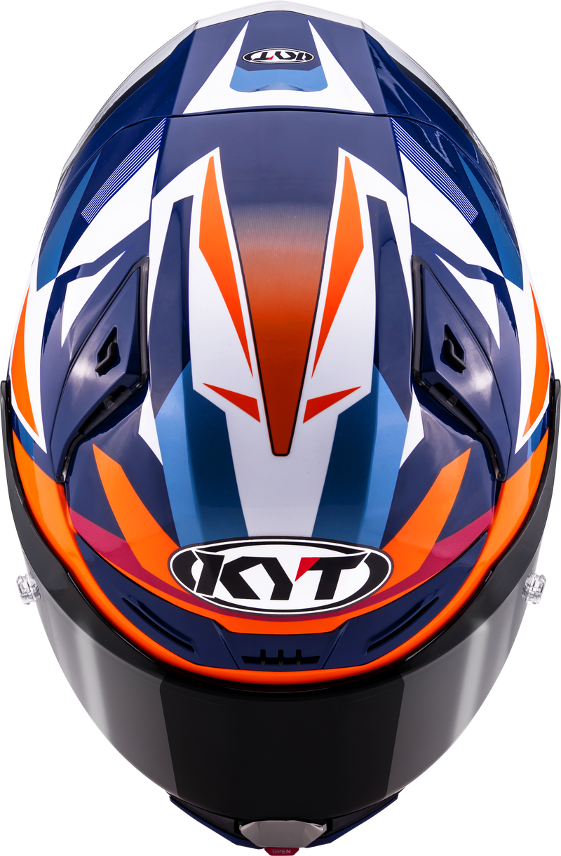 KYT R1R full-face racing helmet carbon diamond blue orange Y6R10006