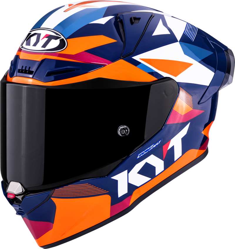 KYT R1R full-face racing helmet carbon diamond blue orange Y6R10006