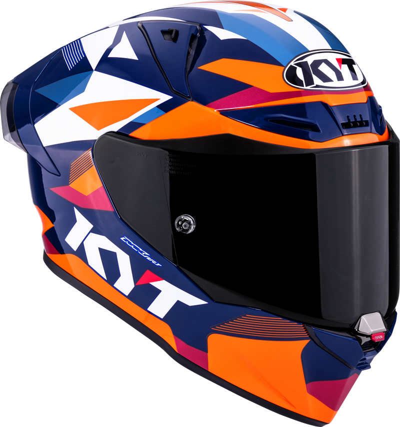 KYT R1R full-face racing helmet carbon diamond blue orange Y6R10006
