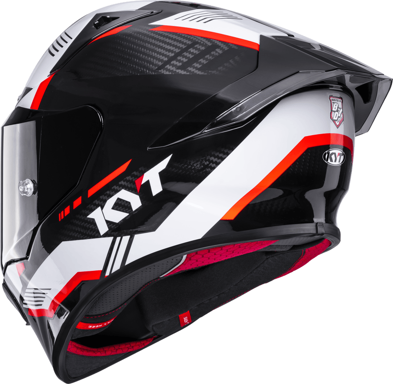KYT R1R racing helmet in Carbon Zone Red finish, ECE 22.06 certified, part Y6R10007