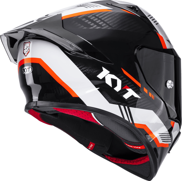 KYT R1R full-face racing helmet in Carbon Zone Orange tricomposite shell