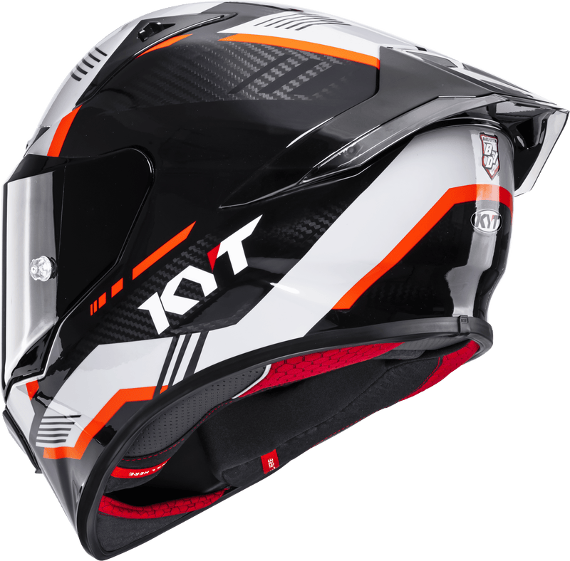 KYT R1R full-face racing helmet in Carbon Zone Orange tricomposite shell