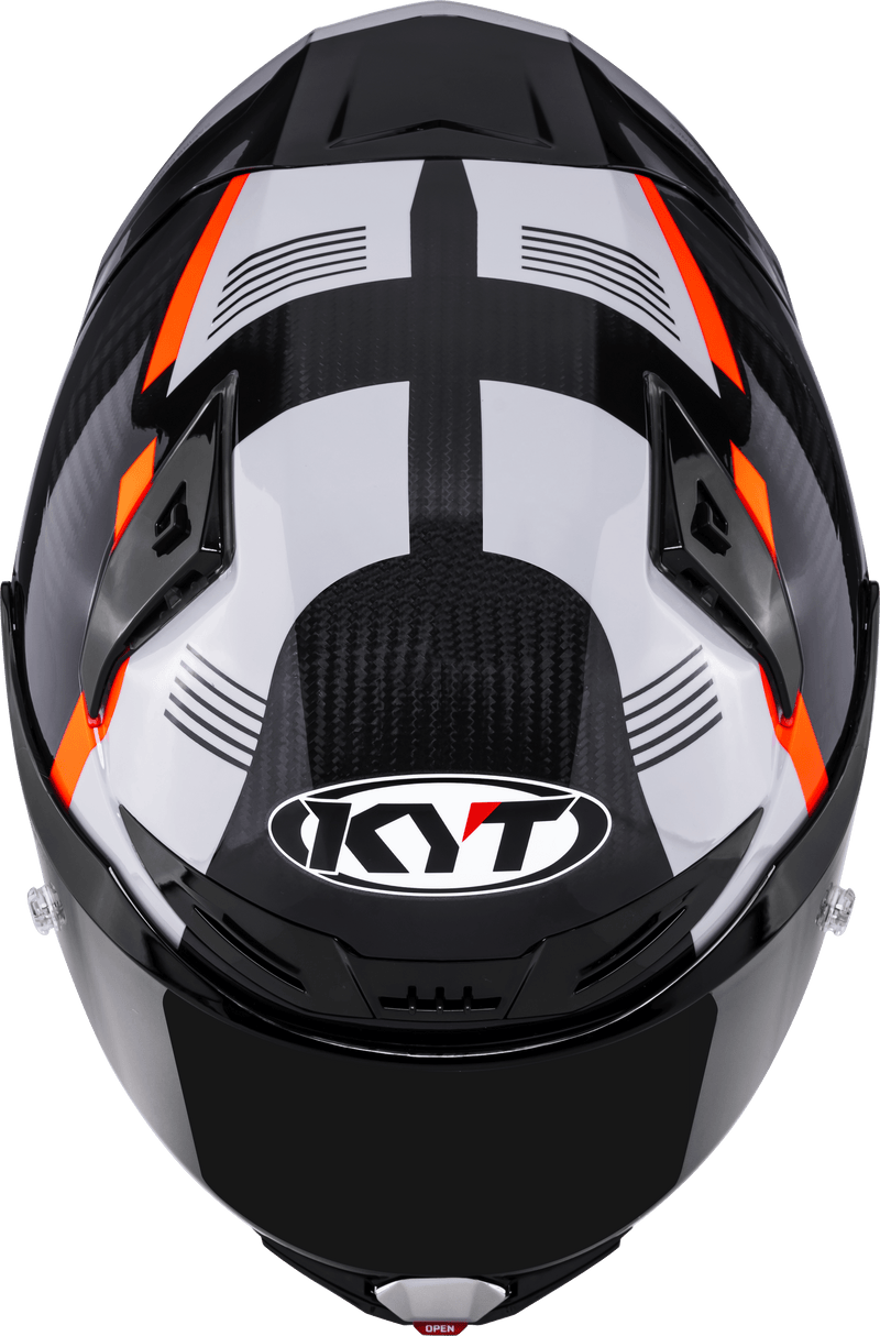 KYT R1R full-face racing helmet in Carbon Zone Orange tricomposite shell