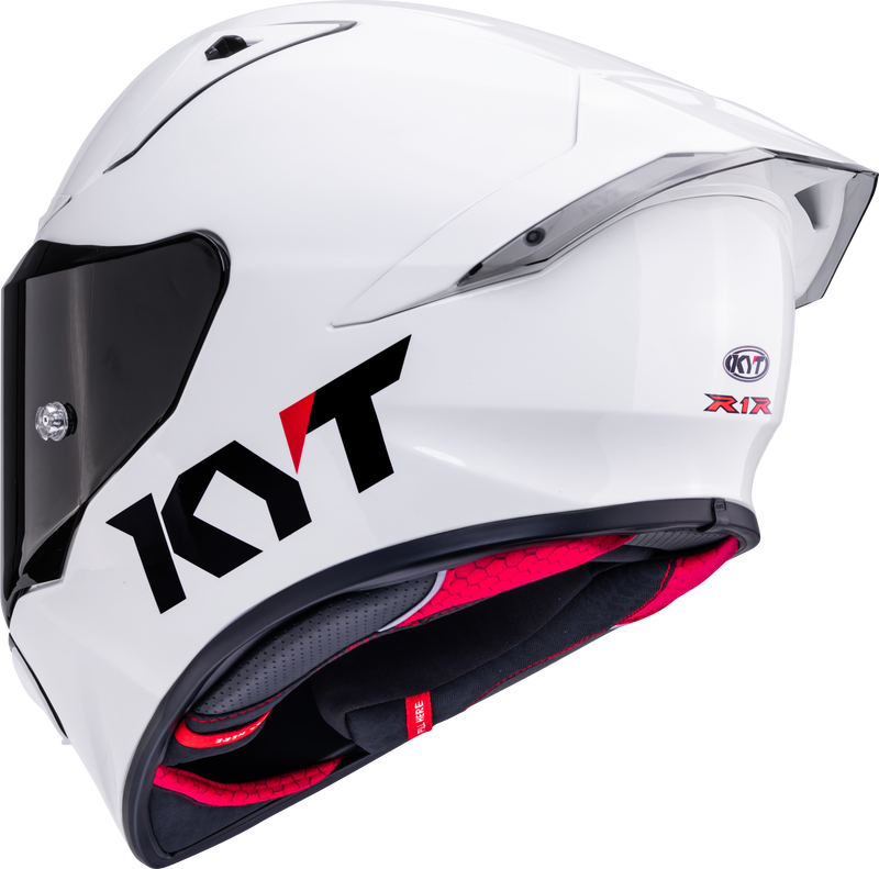 KYT R1R full-face racing helmet in plain gloss white finish