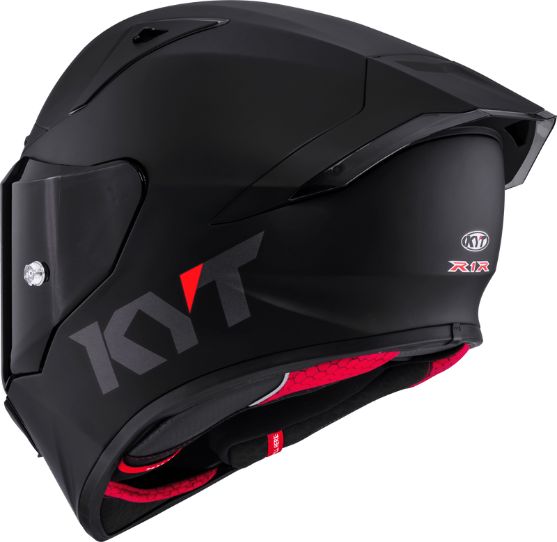 KYT R1R full-face racing helmet in plain matte black finish
