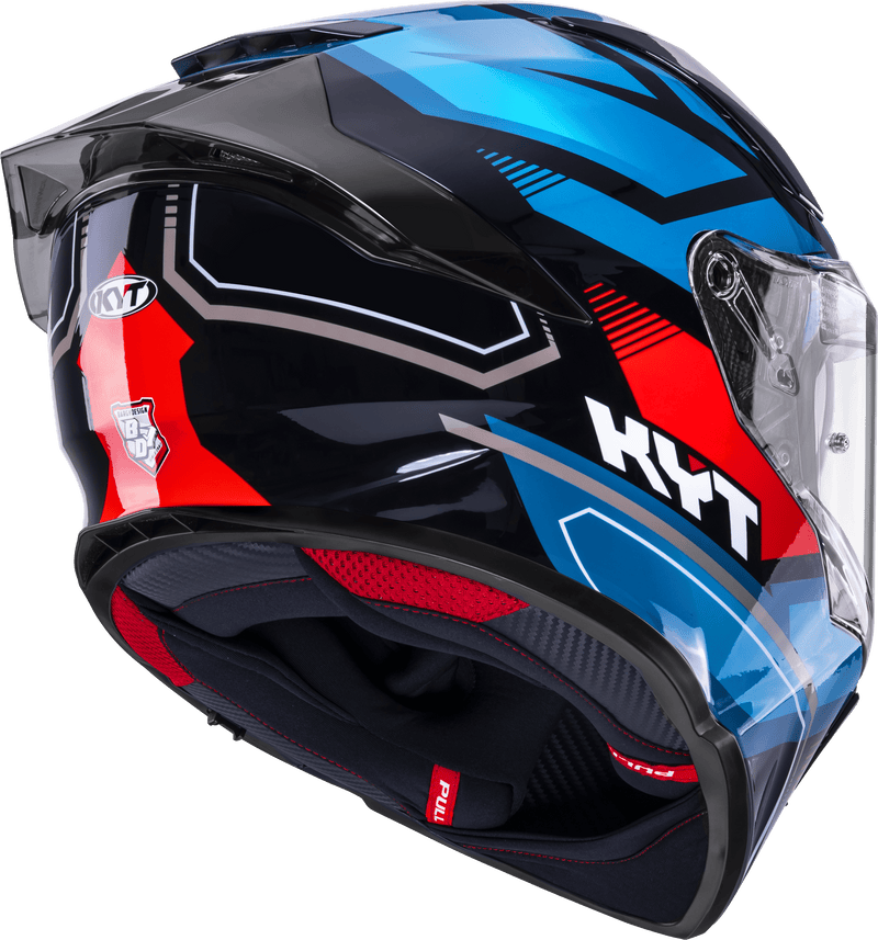 KYT R2R Parsec full-face helmet in black, blue and red