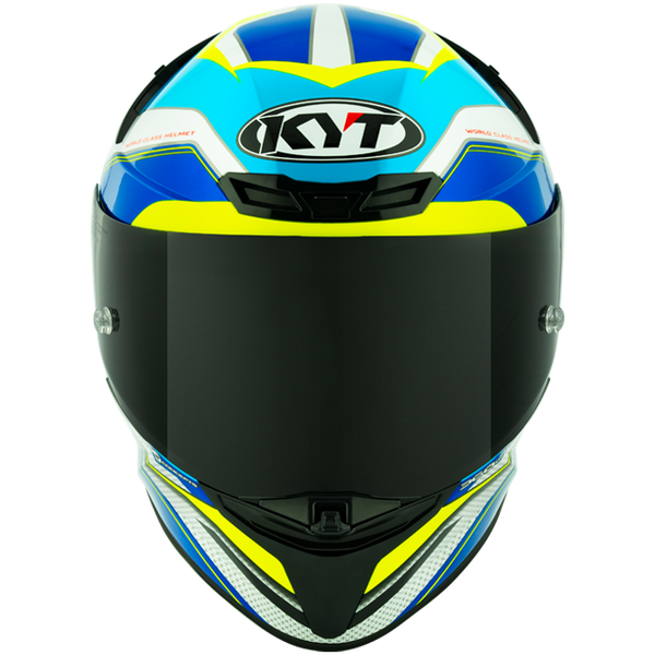 KYT TT-Revo full-face helmet in Grand Prix White Light Blue colourway