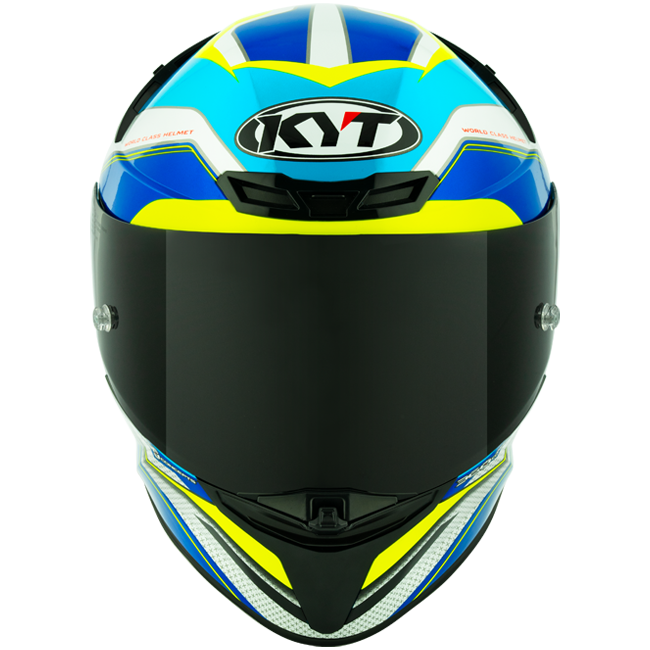 KYT TT-Revo full-face helmet in Grand Prix White Light Blue colourway