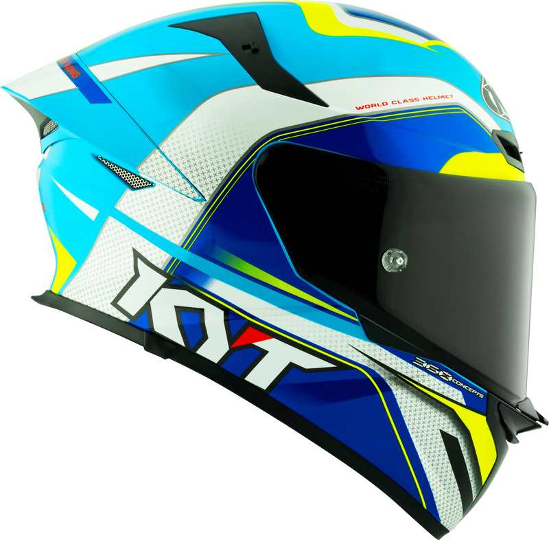 KYT TT-Revo full-face helmet in Grand Prix White Light Blue colourway