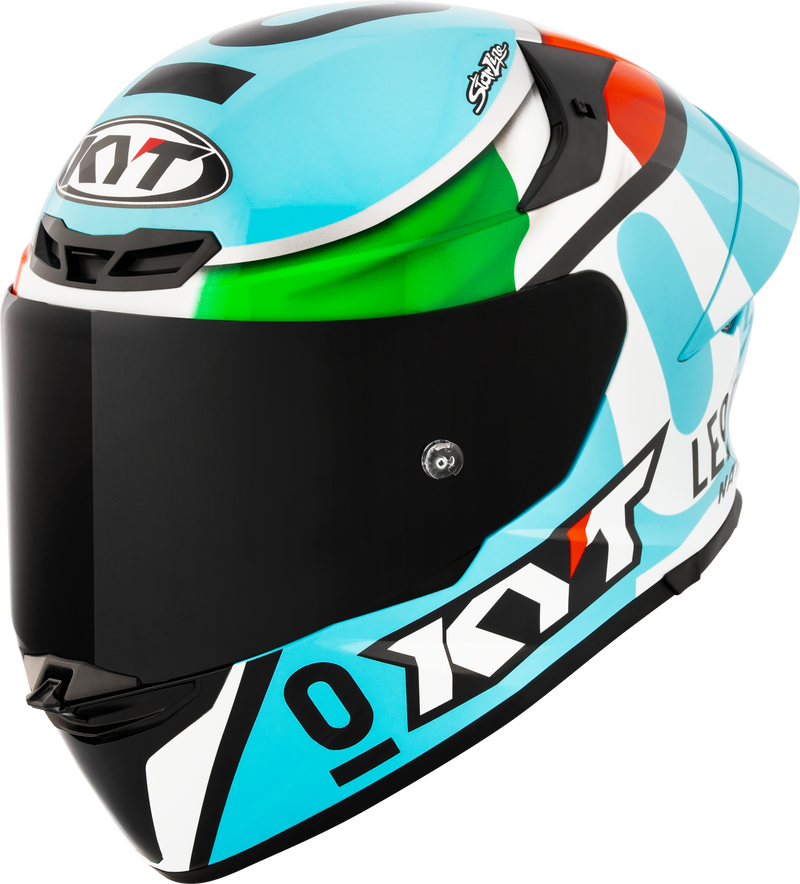 KYT TT-Revo full-face helmet in Leopard Racing Replica Italia Tricolore gloss finish