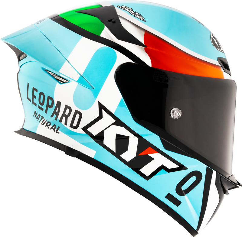 KYT TT-Revo full-face helmet in Leopard Racing Replica Italia Tricolore gloss finish
