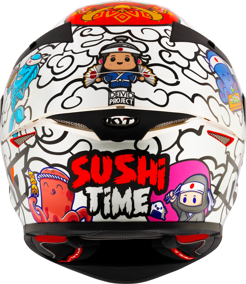 KYT TT-Revo full-face helmet in Sushi Time gloss graphic finish