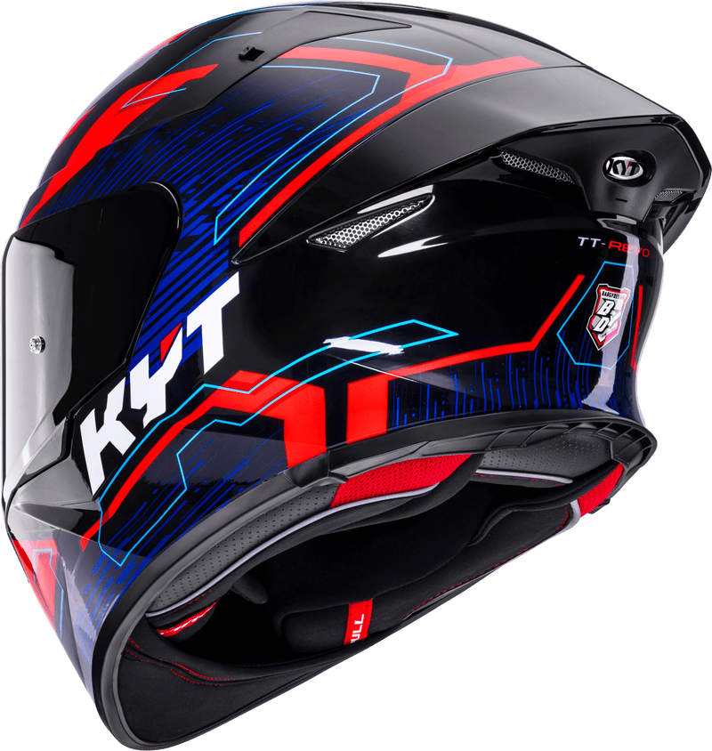 KYT TT-Revo full-face helmet Speeding Black Red Blue graphic Y6TR0053
