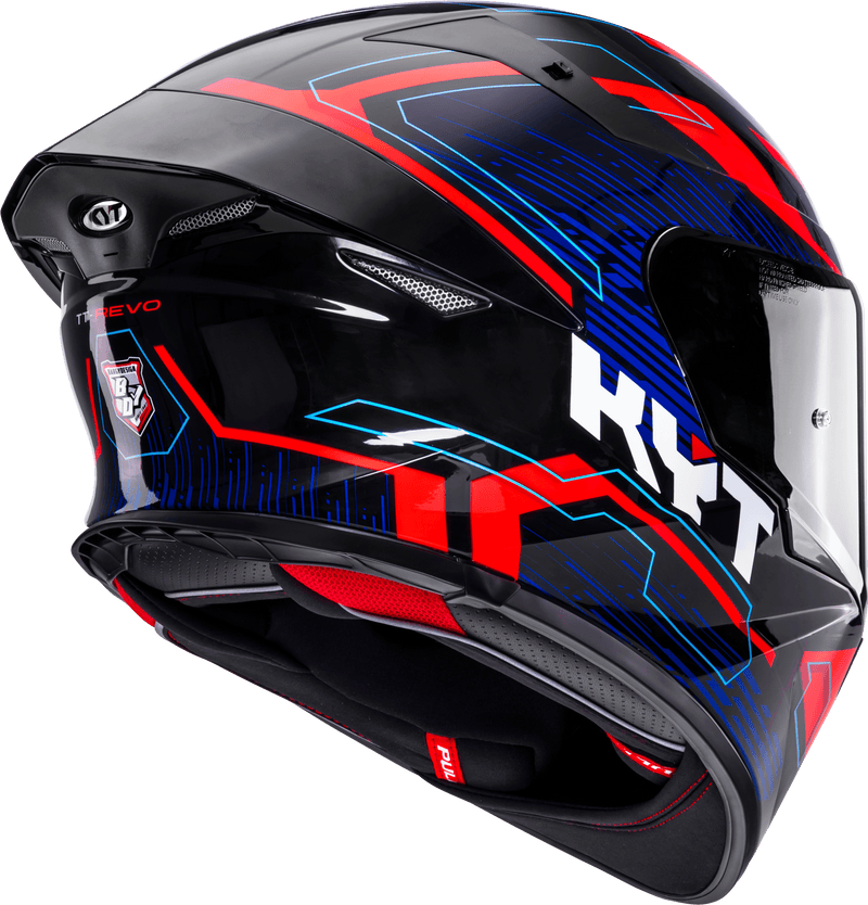 KYT TT-Revo full-face helmet Speeding Black Red Blue graphic Y6TR0053