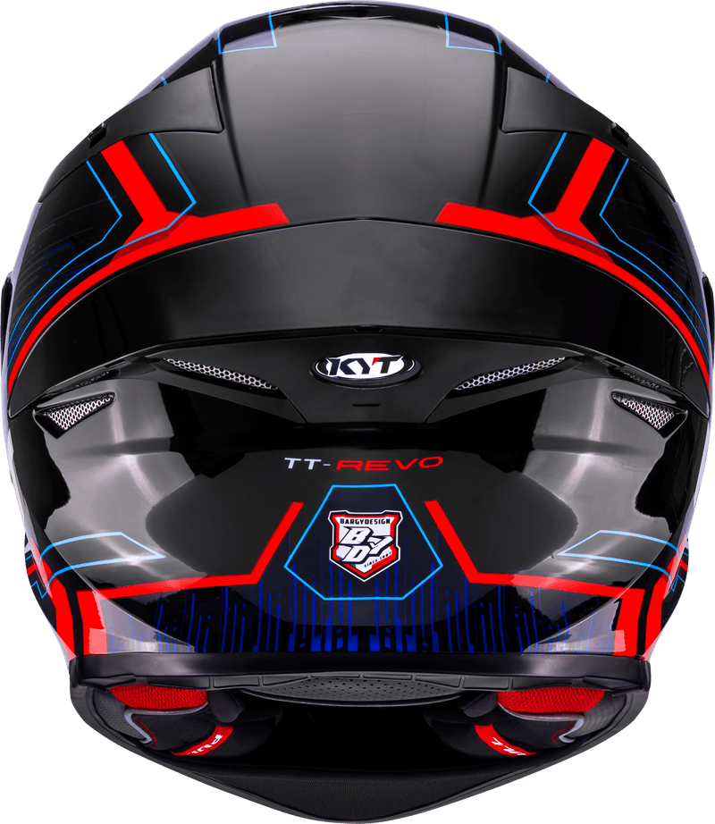 KYT TT-Revo full-face helmet Speeding Black Red Blue graphic Y6TR0053