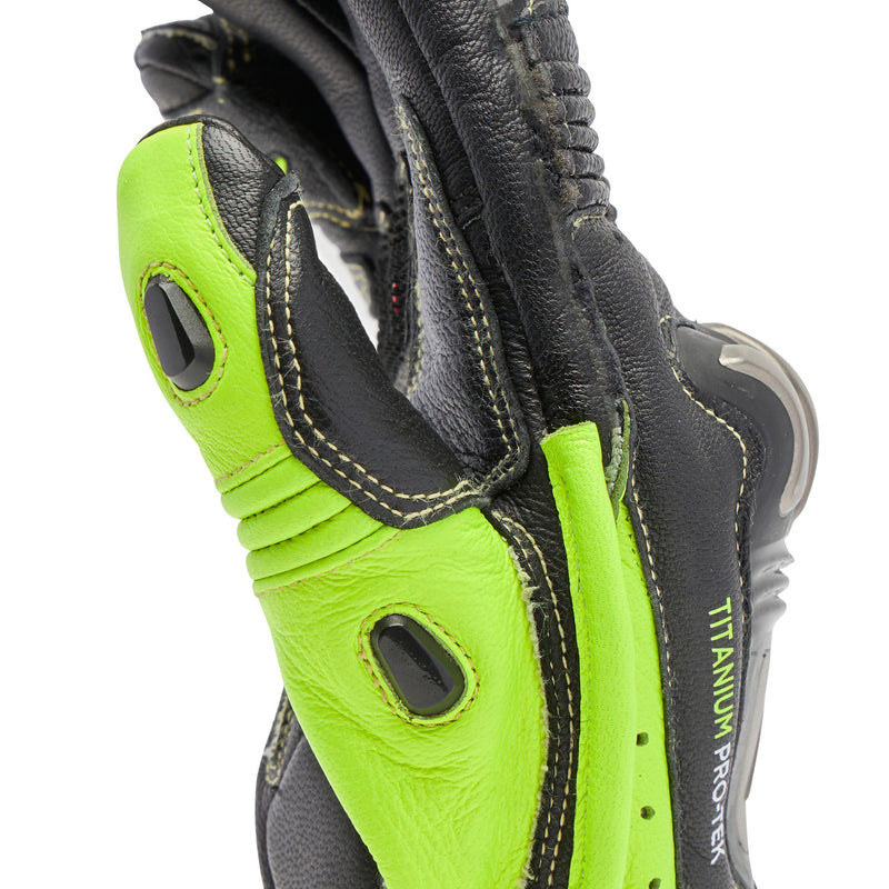 Dainese Full Metal 7 racing leather gloves men's neon yellow black