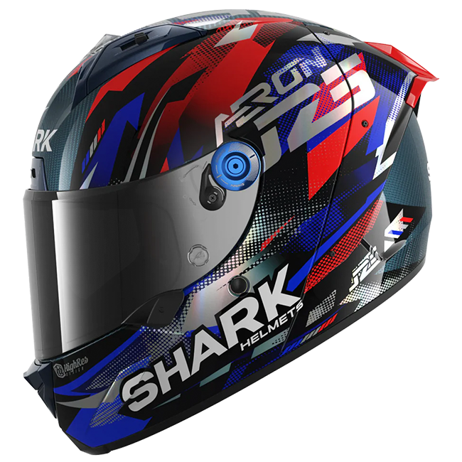 Shark Aeron Johann Zarco GP de France replica helmet in carbon blue chrome finish