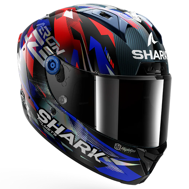 Shark Aeron Johann Zarco GP de France replica helmet in carbon blue chrome finish