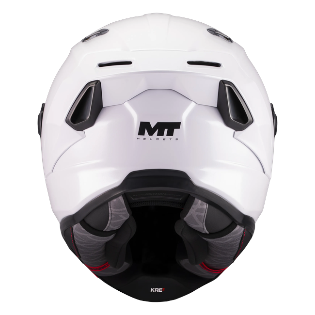 MT-Helmets KRE 2 Pure A0 full-face helmet in gloss white — rear view