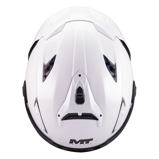 MT-Helmets KRE 2 Pure A0 full-face helmet in gloss white — top view